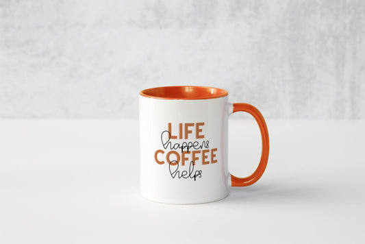 "Life Happens Coffee Helps" 11 oz. Mug⎪Coffee cup⎪Tea cup⎪Coffee cup